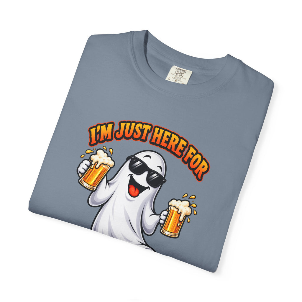 Halloween Beer Ghost T-Shirt - "I'm Just Here For The Boos" Party Tee
