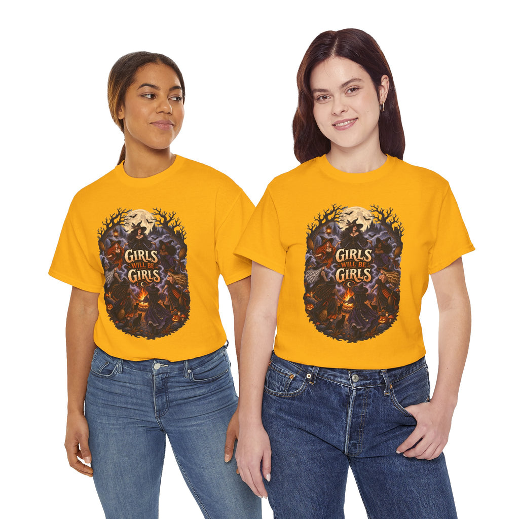 Girls Will Be Girls T-Shirt — Witchy Campfire Illustration Tee