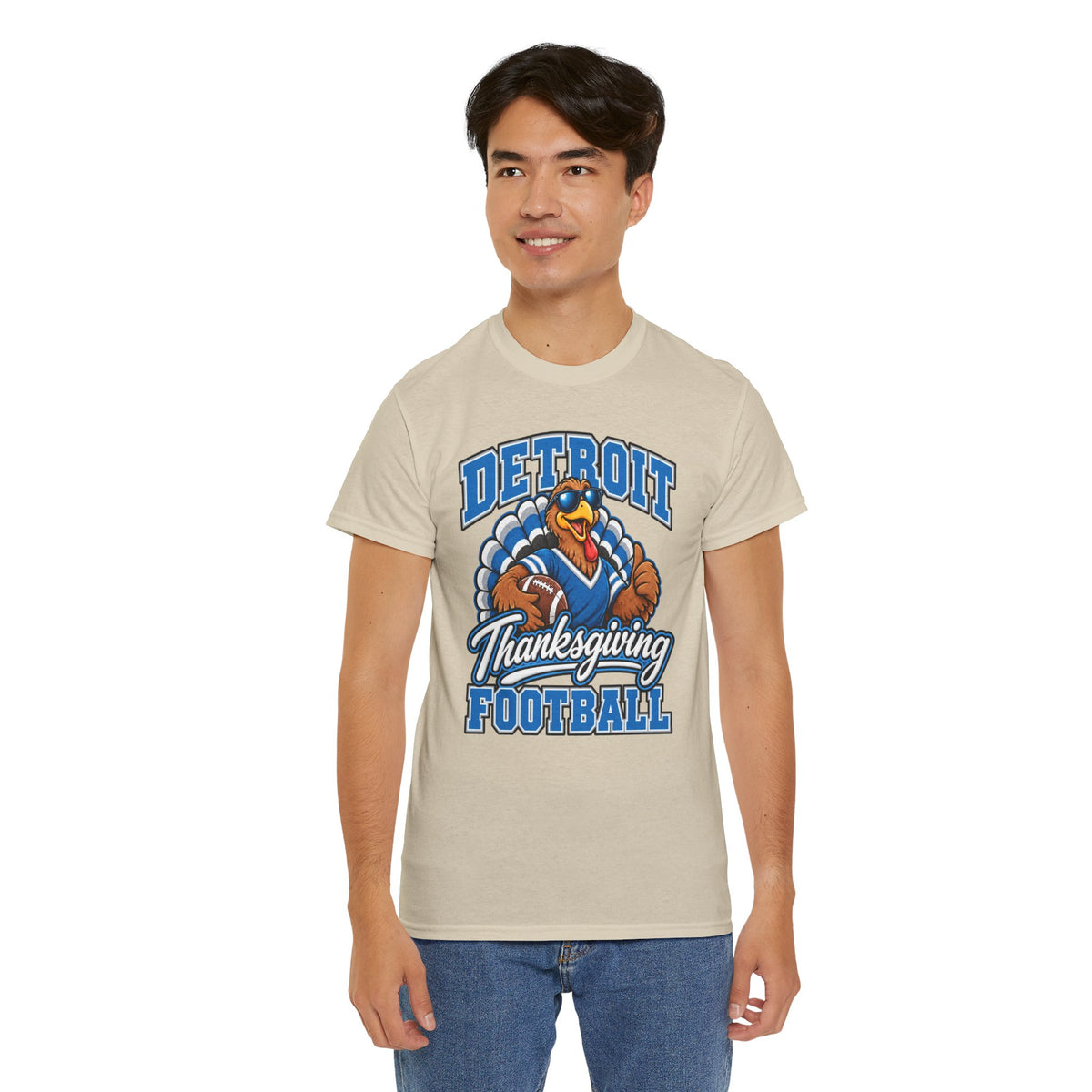 Detroit Thanksgiving Football Tee — Turkey Mascot Game Day Shirt