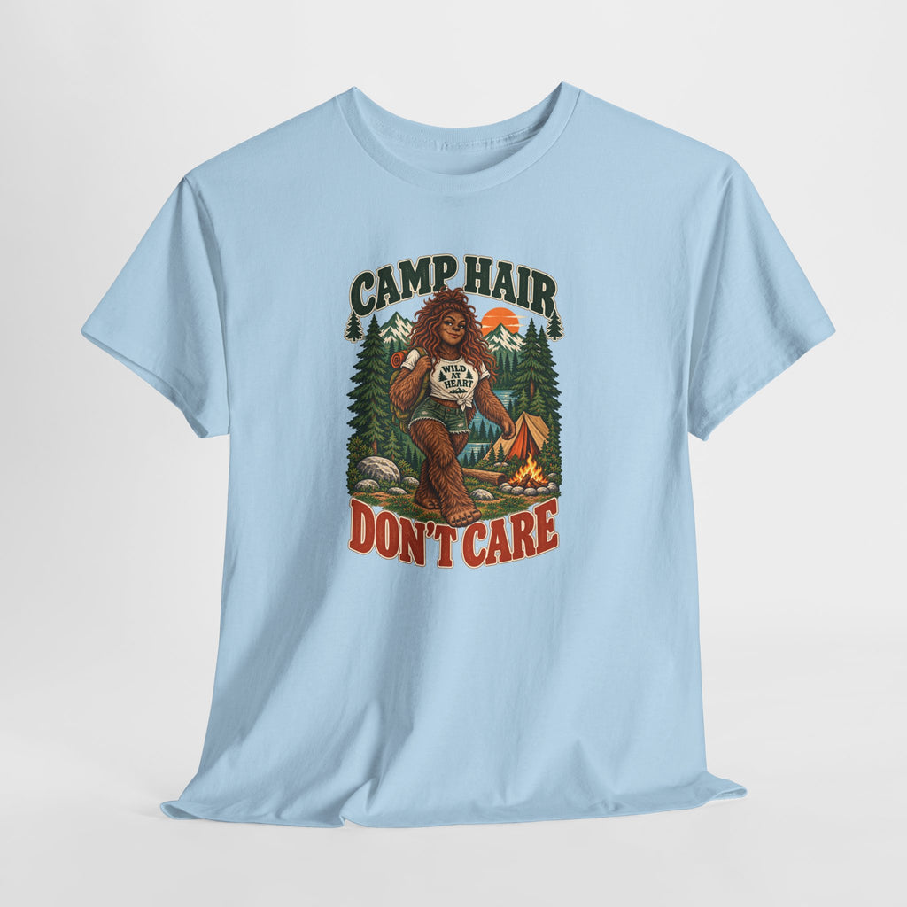 Camp Hair Don't Care T-Shirt — Retro Camping Graphic Tee