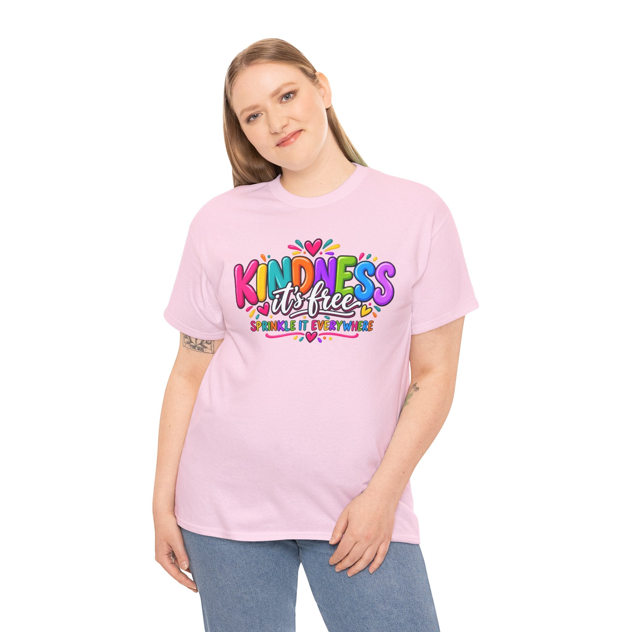 Kindness Is Free Rainbow Tee — Cute Positive Message T-Shirt
