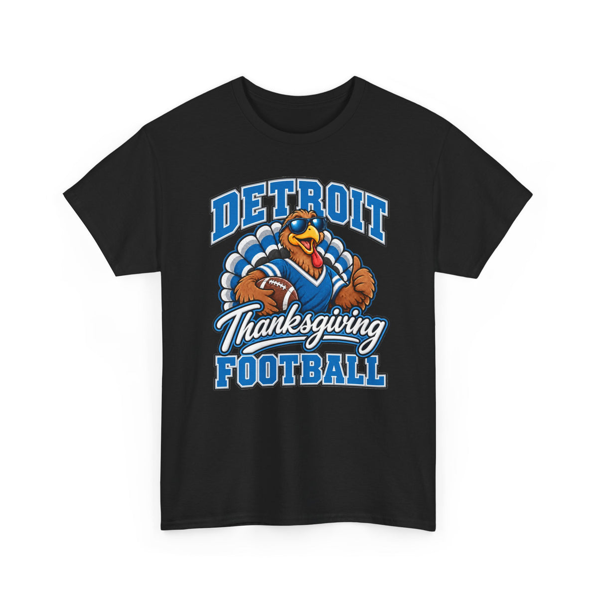 Detroit Thanksgiving Football Tee — Turkey Mascot Game Day Shirt