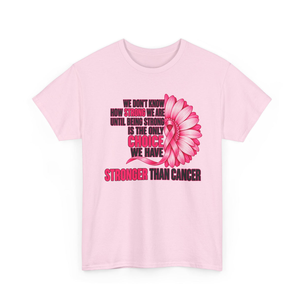 Breast Cancer Awareness T-Shirt - "Stronger Than Cancer" Floral Support Tee