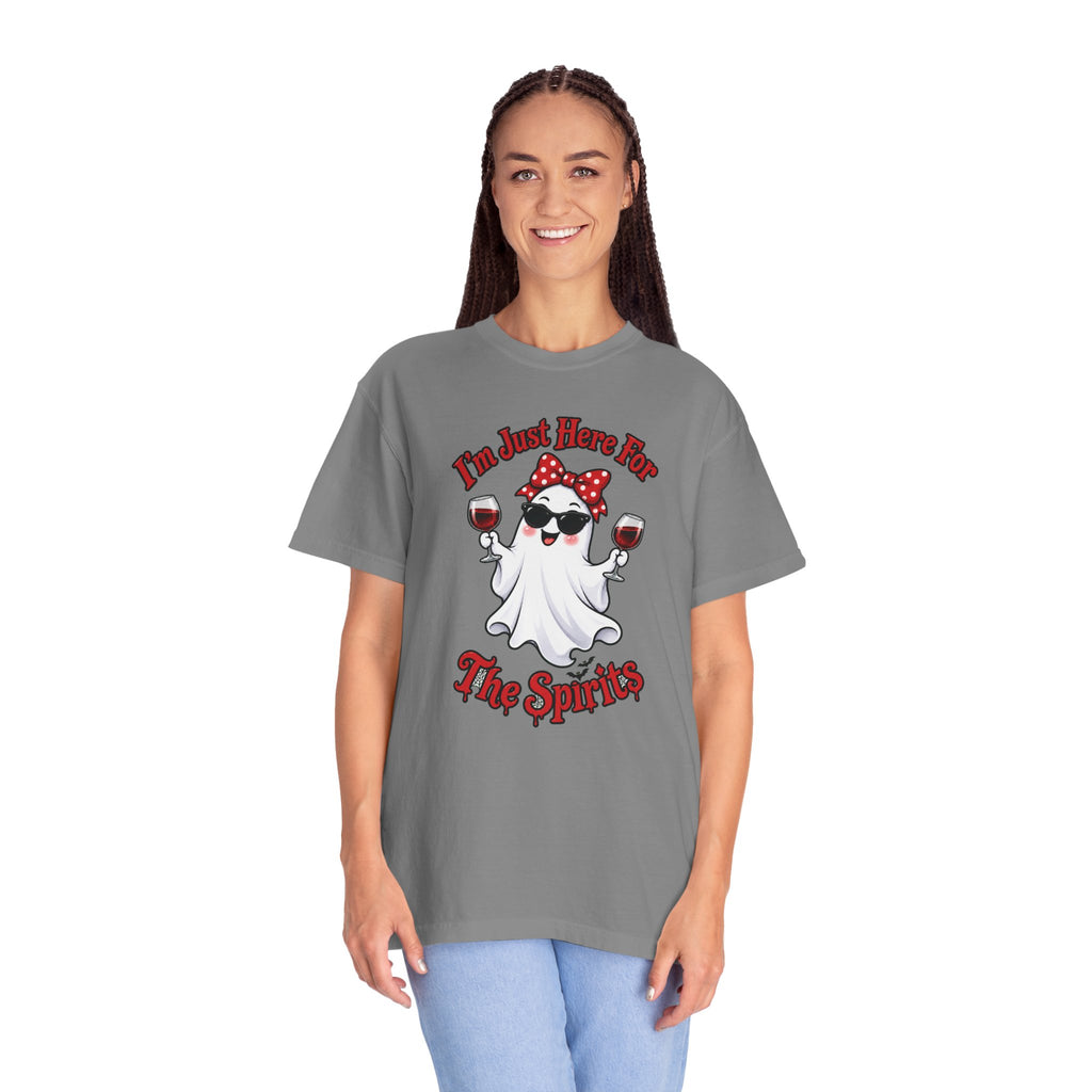 Wine Ghost T-Shirt — "I'm Just Here For The Spirits" Halloween Tee