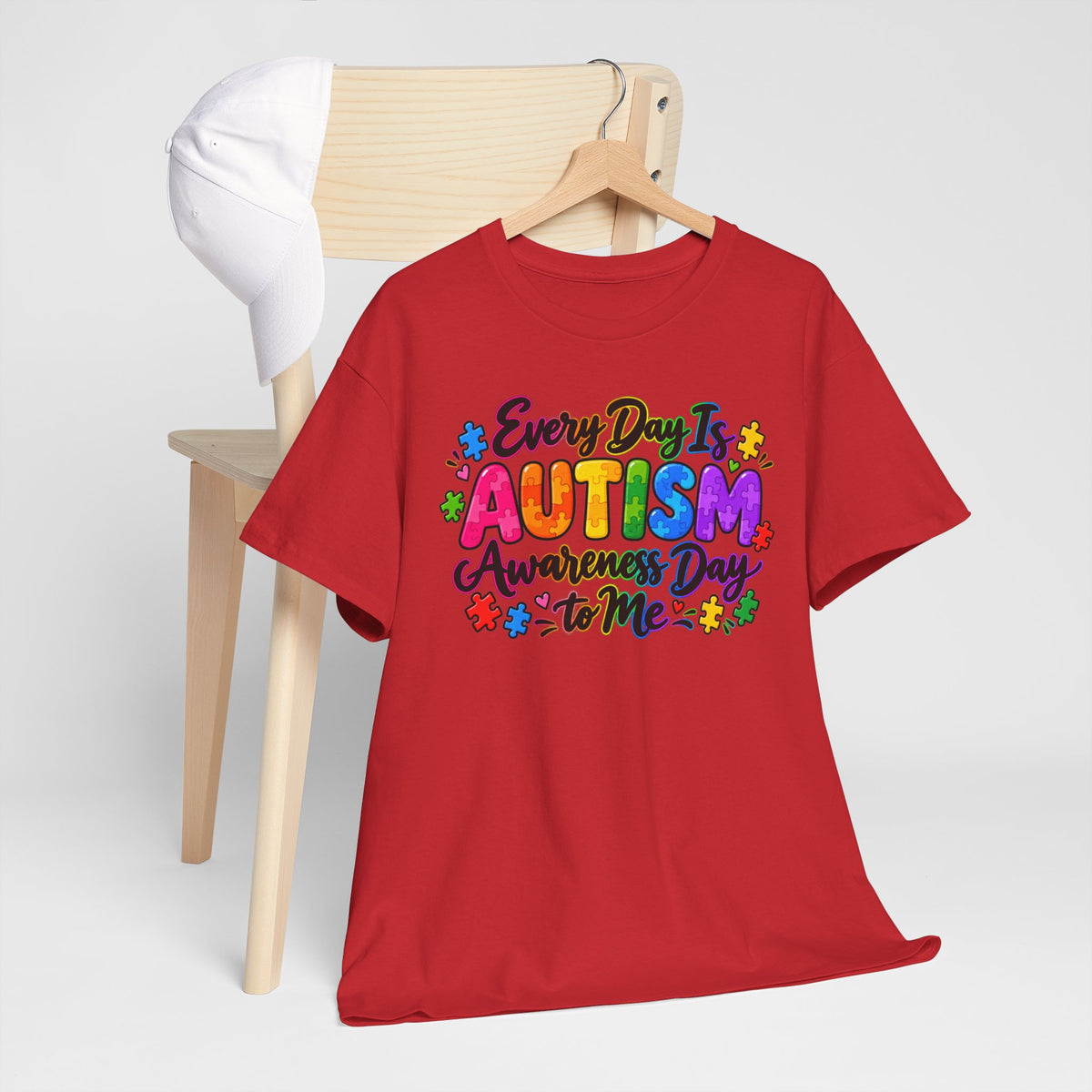 Autism Awareness T-Shirt — "Every Day Is Autism Awareness Day to Me" Colorful Puzzle Tee