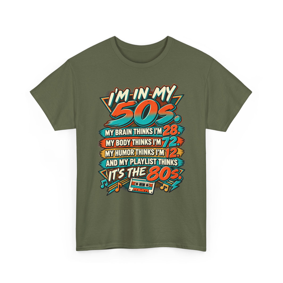 Retro 50s Birthday T‑Shirt — "I'm in My 50s" 80s Playlist Cassette Tee