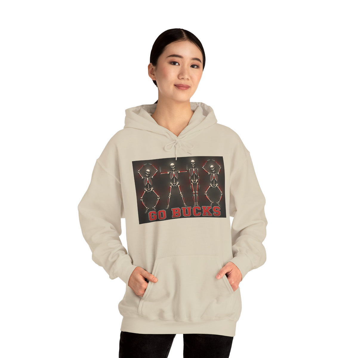 Go Bucks Hoodie — Vintage Red Deer Antlers Graphic Hooded Sweatshirt