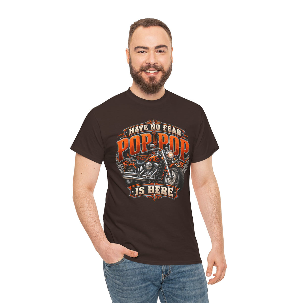 Pop Pop Is Here Motorcycle Dad T-Shirt
