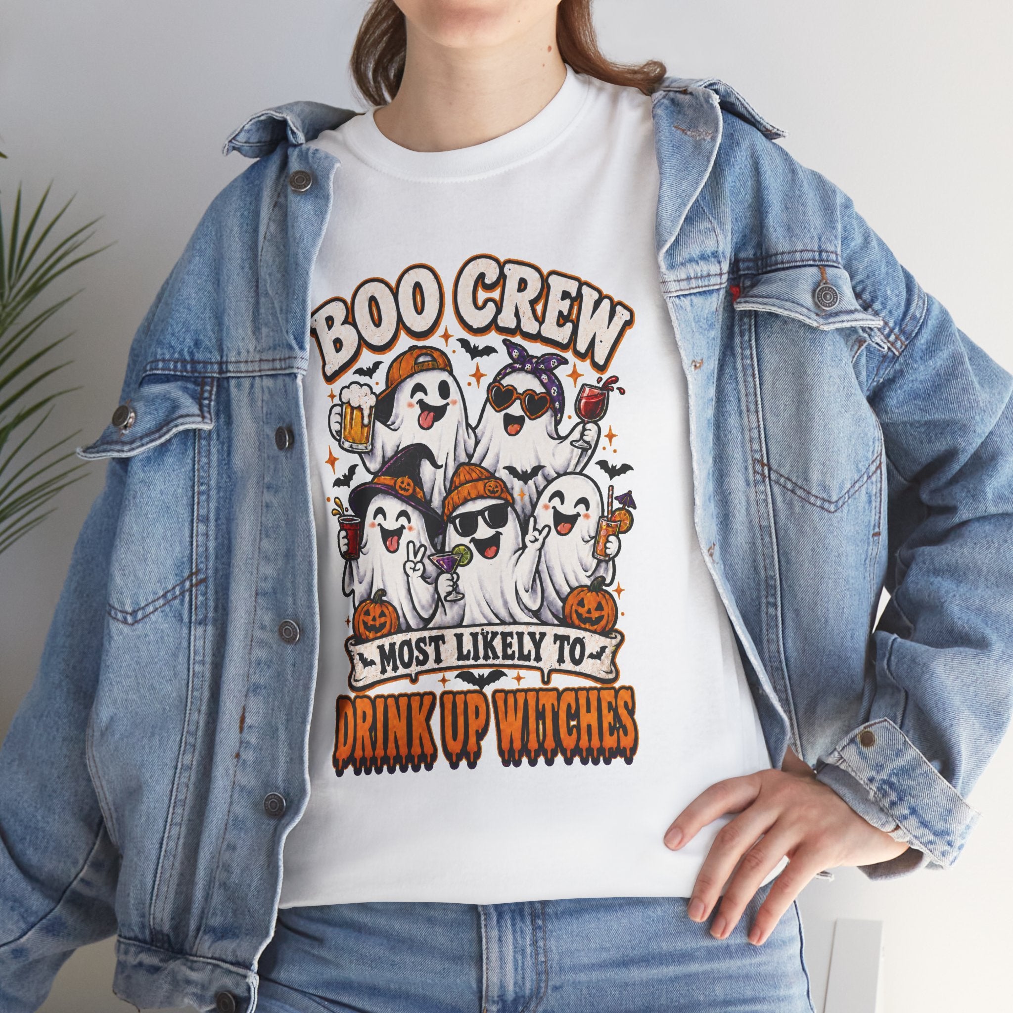 Boo Crew Halloween Tee — "Most Likely to Drink Up Witches" Ghost Party Shirt