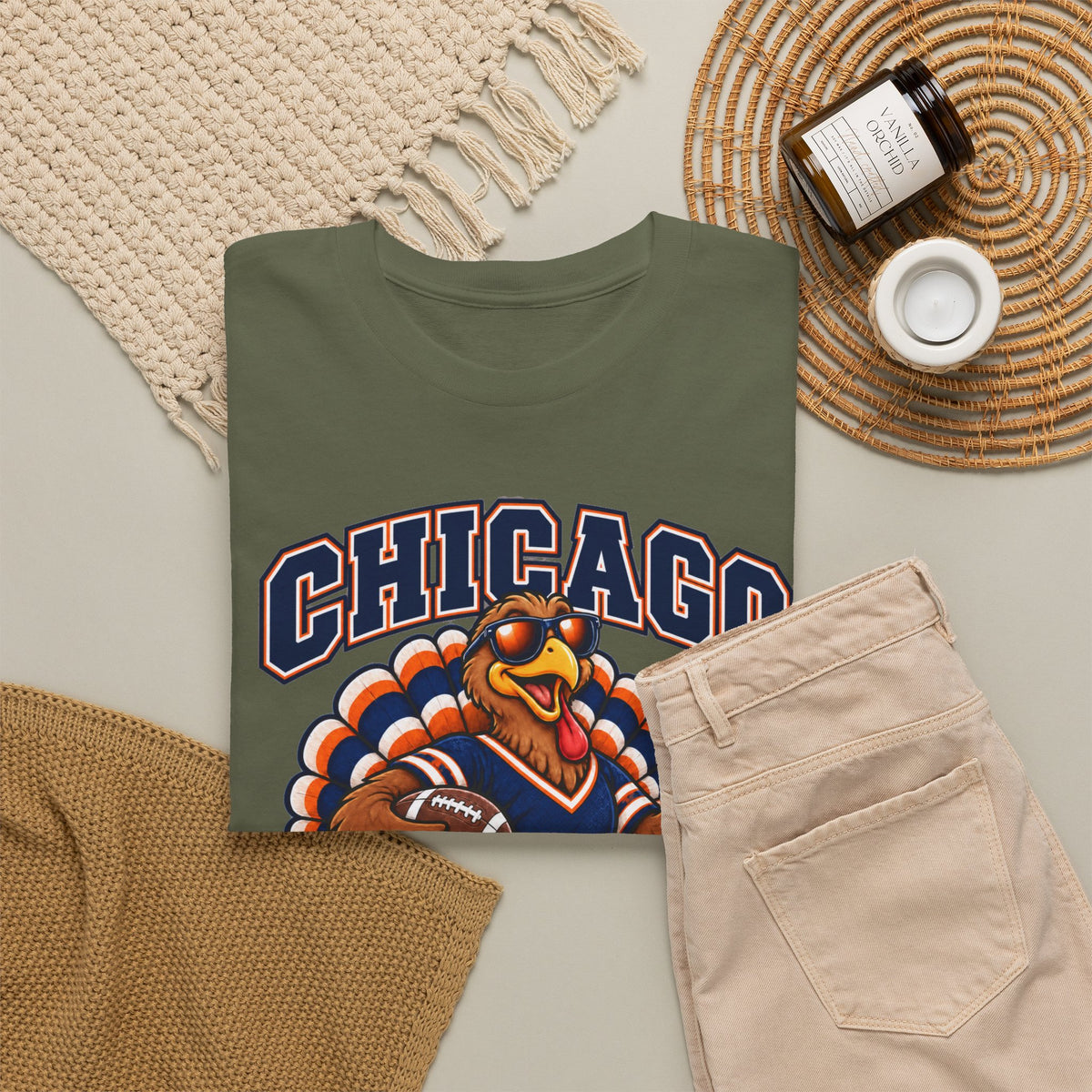 Chicago Thanksgiving Football T-Shirt — Turkey Mascot Game Day Tee