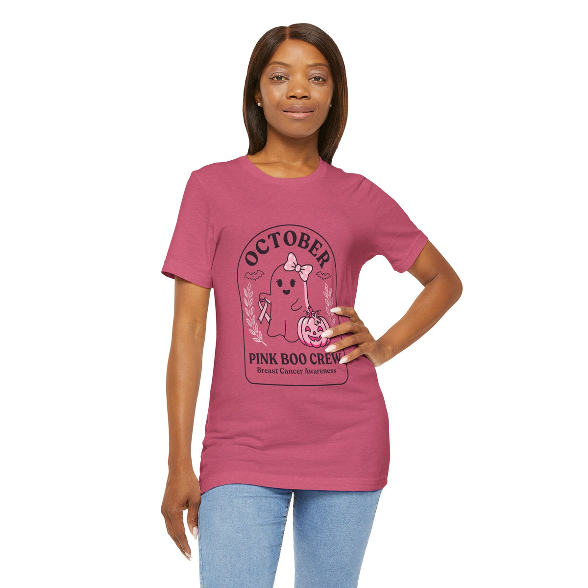 October Pink Boo Crew Tee — Breast Cancer Awareness Ghost T-Shirt