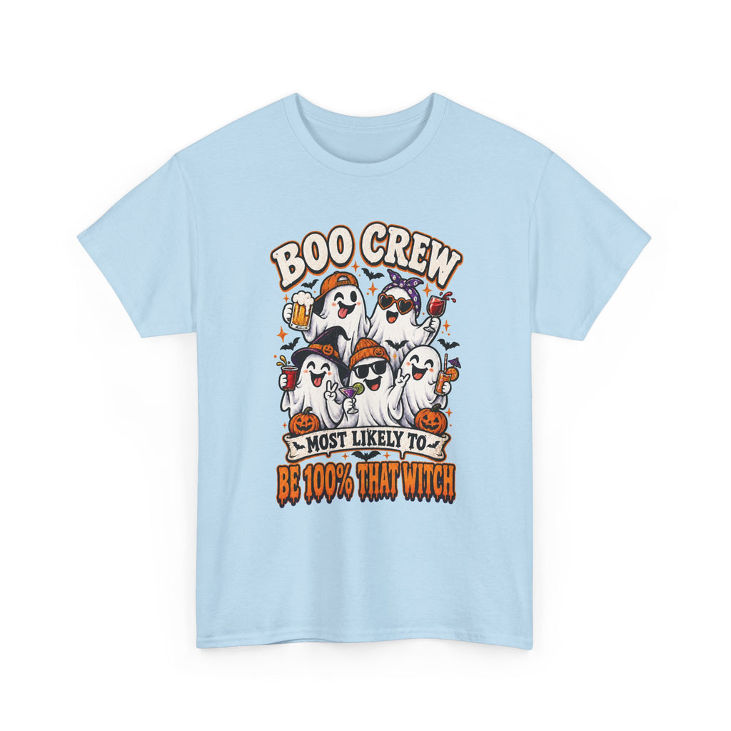Boo Crew Halloween T-Shirt – "Most Likely To Be 100% That Witch" Ghosts Tee