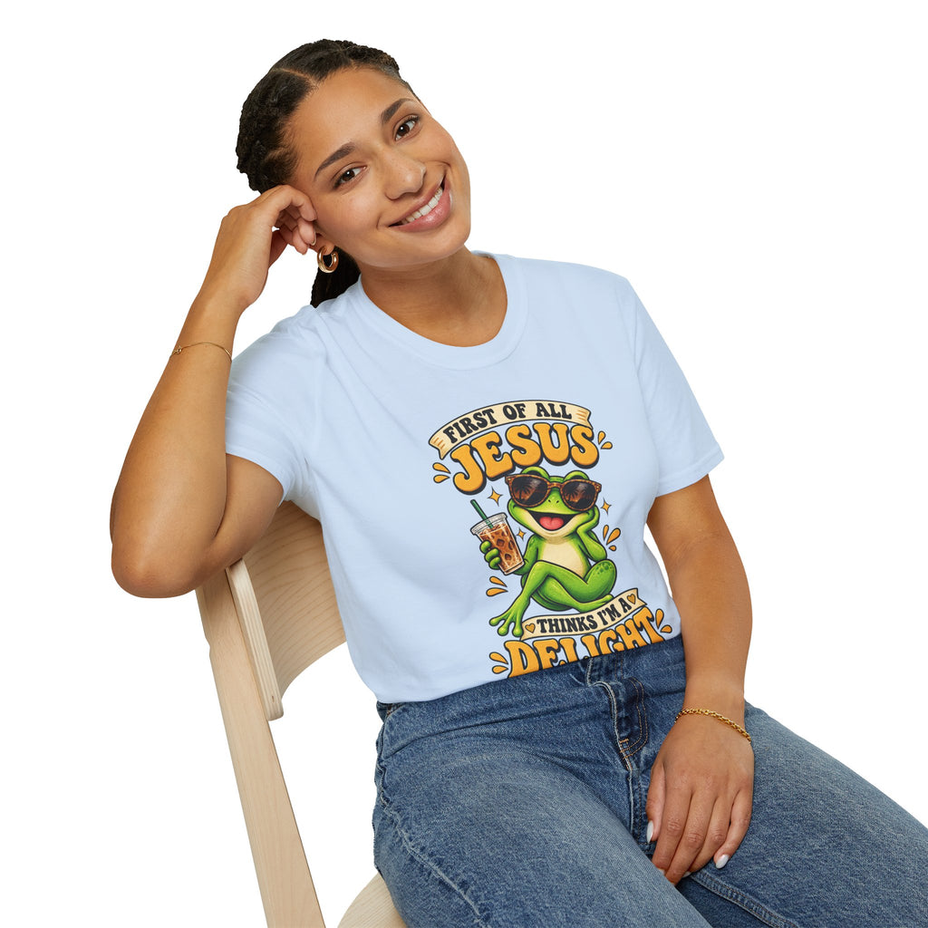 Jesus Frog T-Shirt — "First of All Jesus" Cute Frog Christian Tee