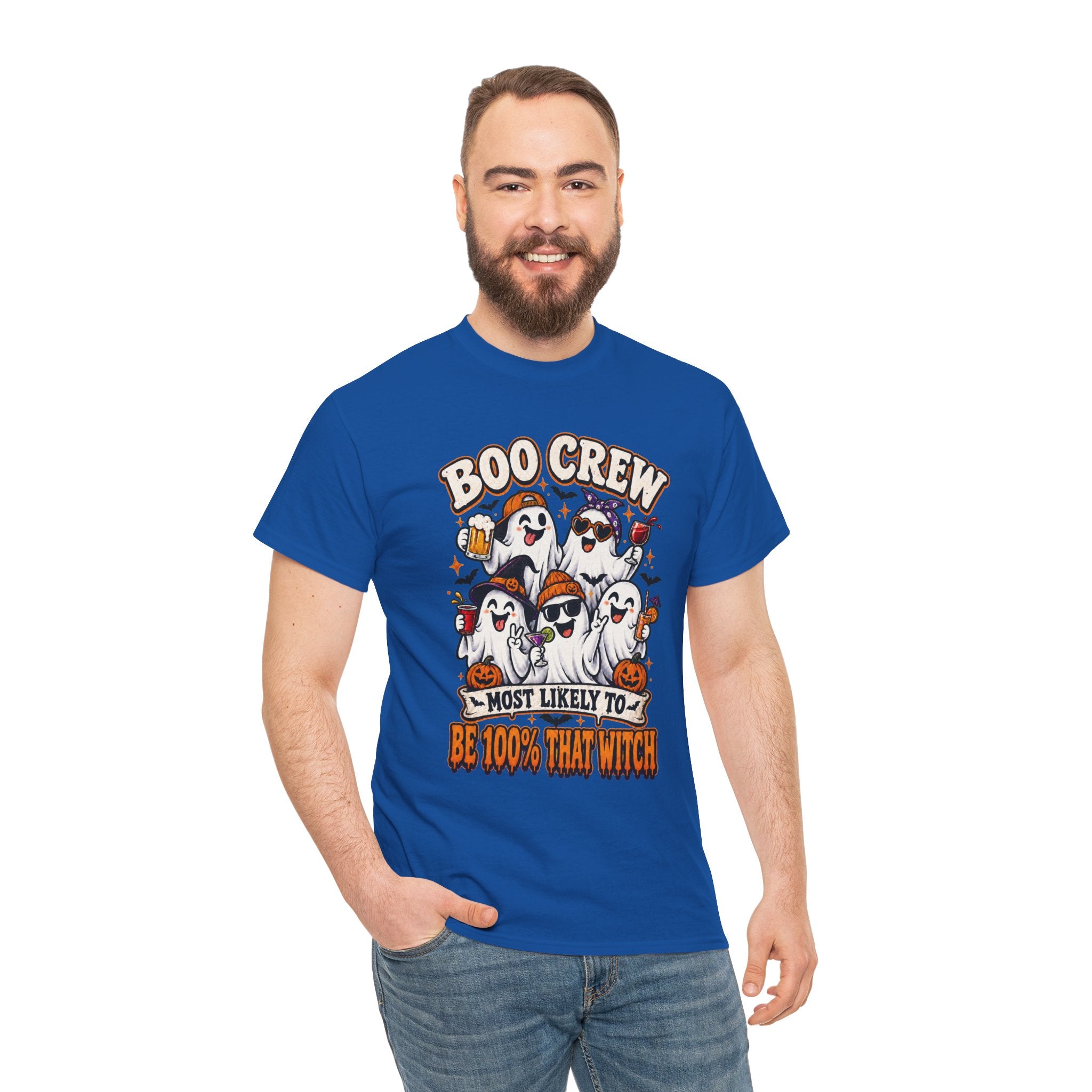 Boo Crew Halloween T-Shirt – "Most Likely To Be 100% That Witch" Ghosts Tee