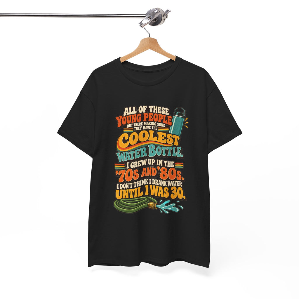 Retro 70s-80s Funny Water Bottle Tee — "Coolest Water Bottle" Graphic T-Shirt