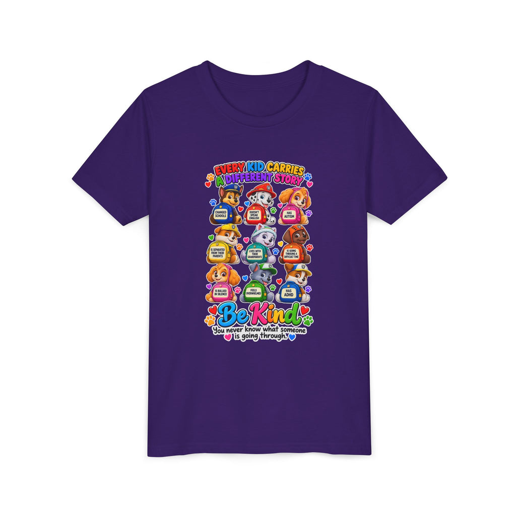 Be Kind Youth Short Sleeve Tee – Colorful Cartoon Character Shirt