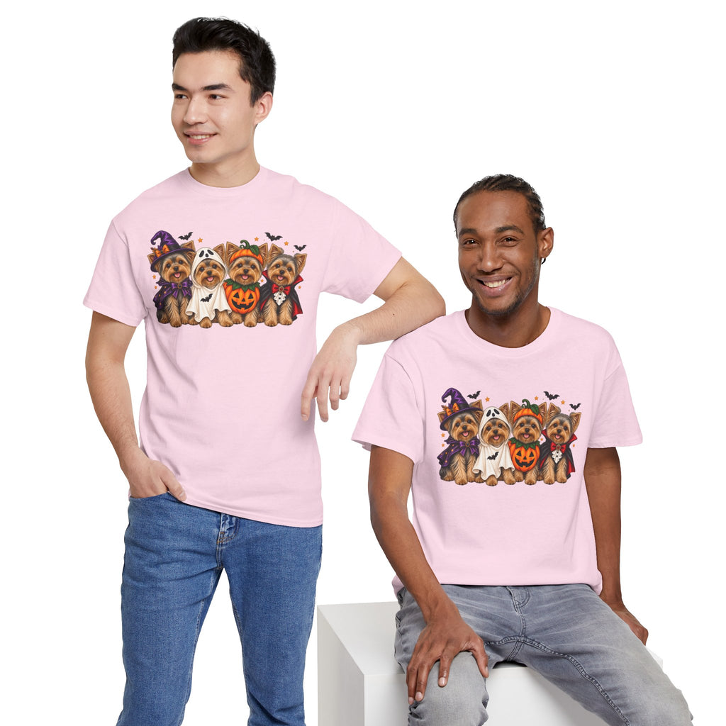 Halloween Yorkie T-Shirt — Cute Yorkies in Costumes (Pumpkin, Ghost, Witch, Vampire)