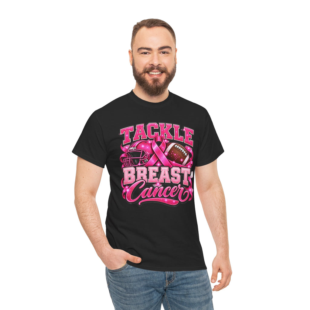 T-Shirt — "Tackle Breast Cancer" Pink Football Awareness Tee