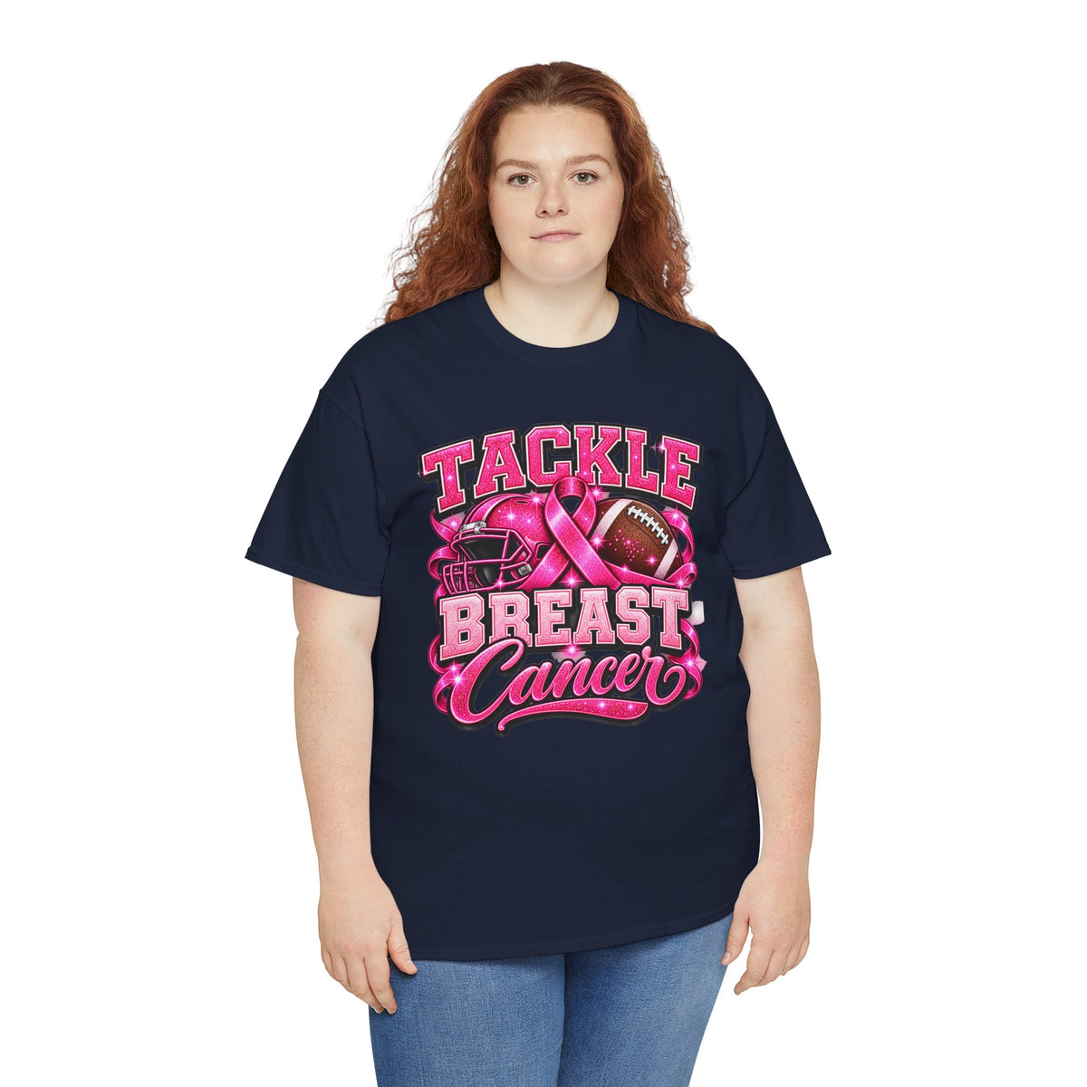 T-Shirt — "Tackle Breast Cancer" Pink Football Awareness Tee