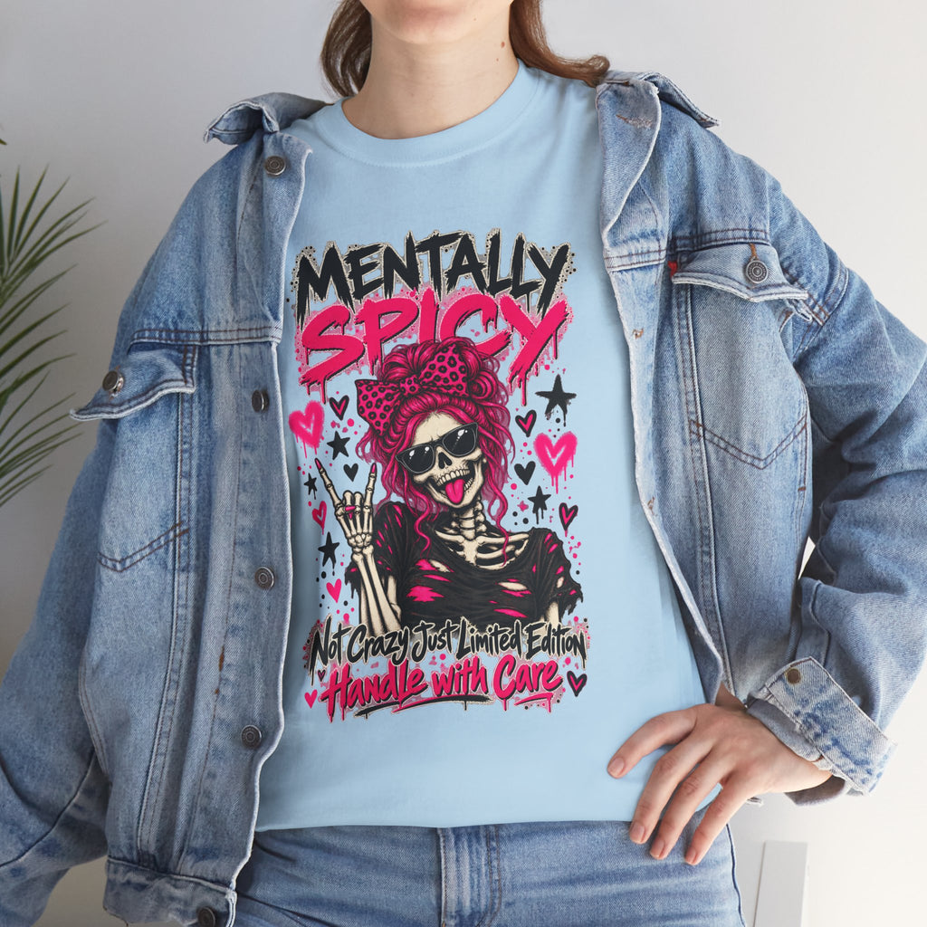 Mentally Spicy Skeleton Graphic T-Shirt