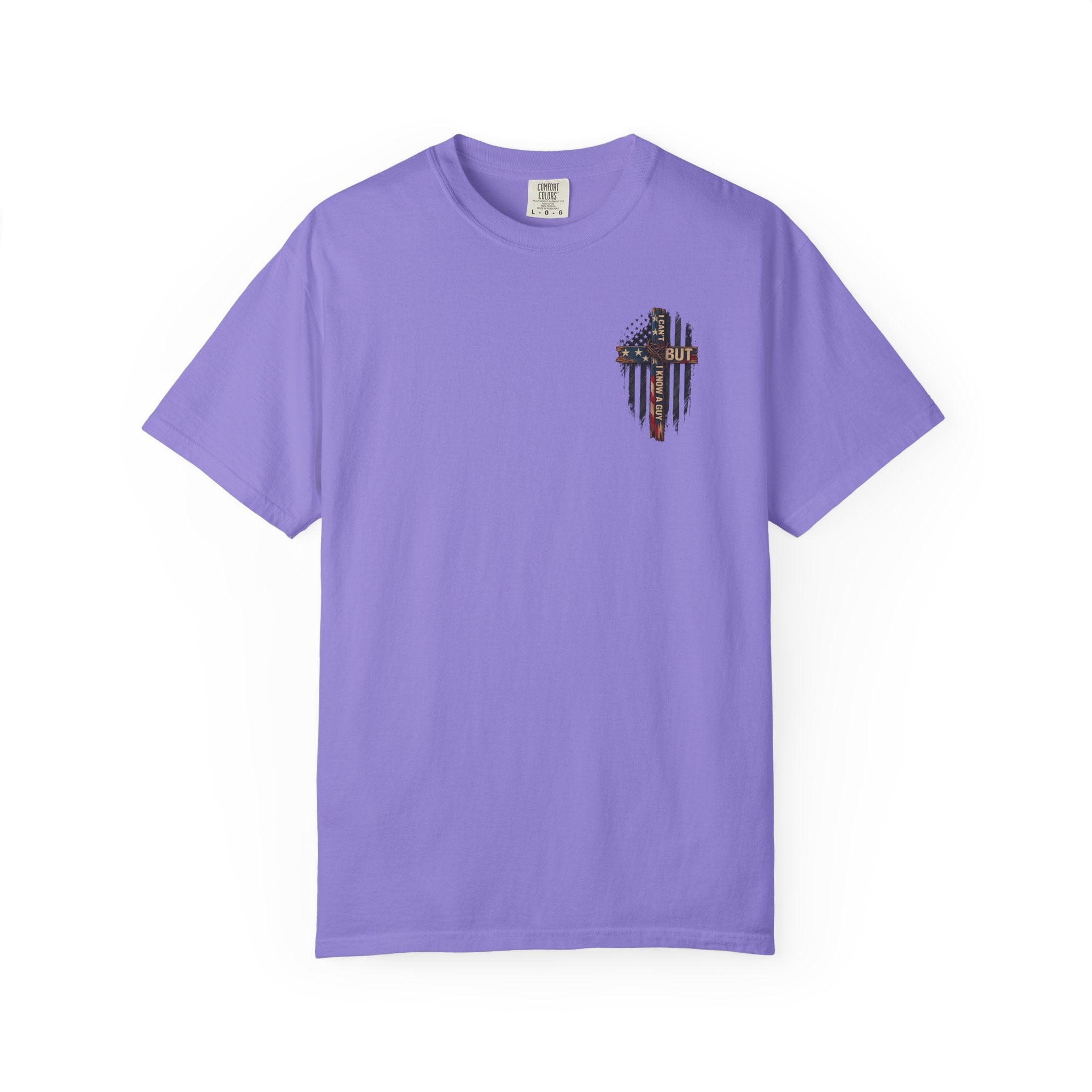 T-Shirt — 'I Can't But I Know A Guy' American Flag Cross Graphic