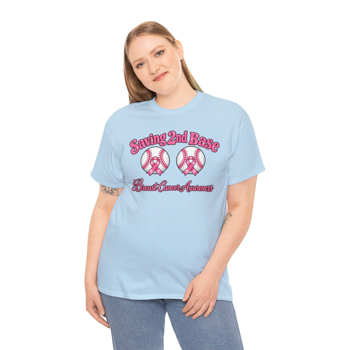 Saving 2nd Base Breast Cancer Awareness T-Shirt