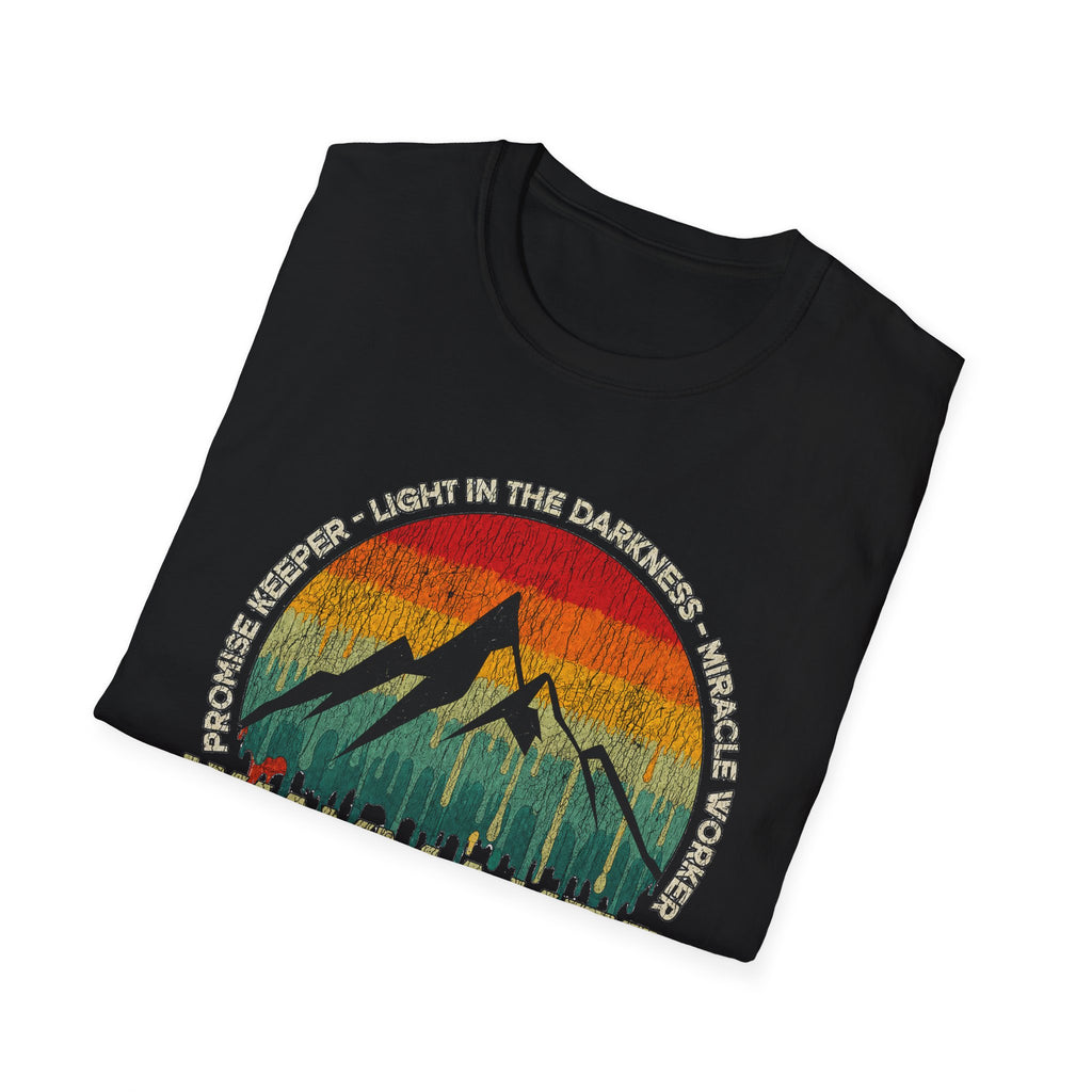 Waymaker Mountain T-Shirt — “Promise Keeper, Light in the Darkness” Christian Graphic Tee