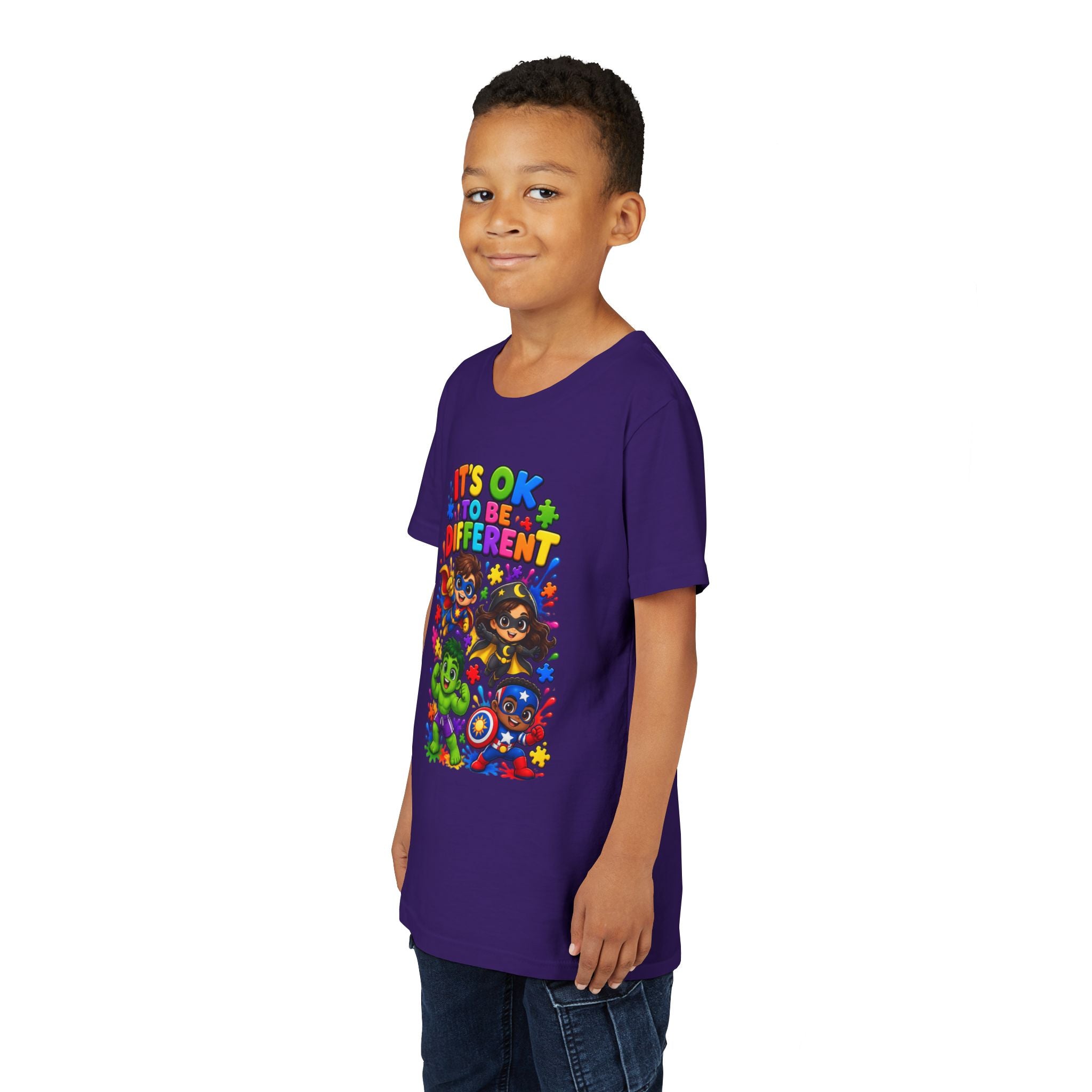 Kids T-Shirt — "It's OK to Be Different" Colorful Superhero Diversity Tee