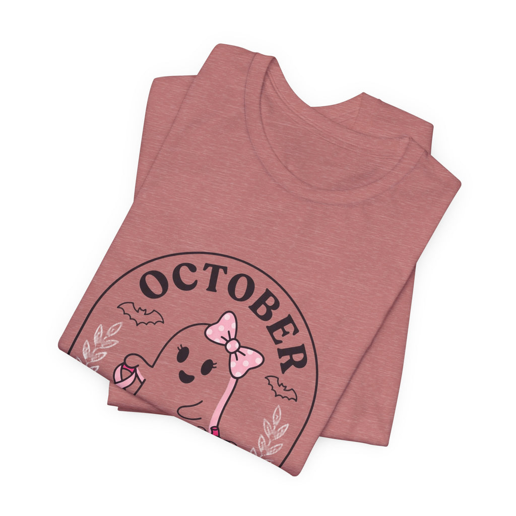 October Pink Boo Crew Tee — Breast Cancer Awareness Ghost T-Shirt