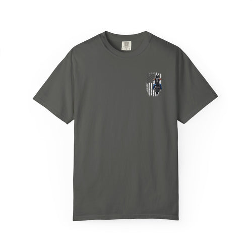 American Biker T-Shirt — Motorcycle Rider Back Graphic with Flag