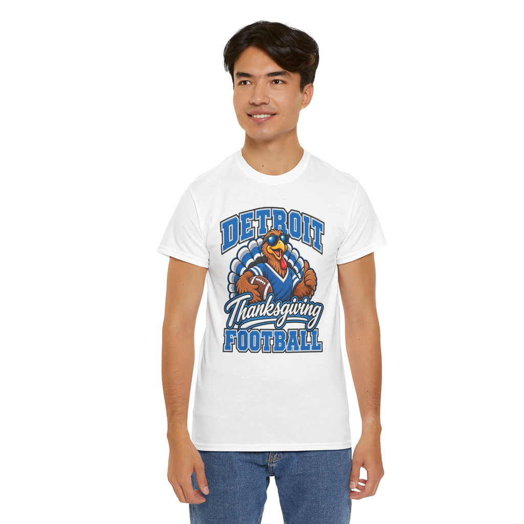 Detroit Thanksgiving Football Tee — Turkey Mascot Game Day Shirt