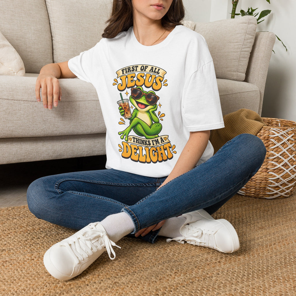Jesus Frog T-Shirt — "First of All Jesus" Cute Frog Christian Tee