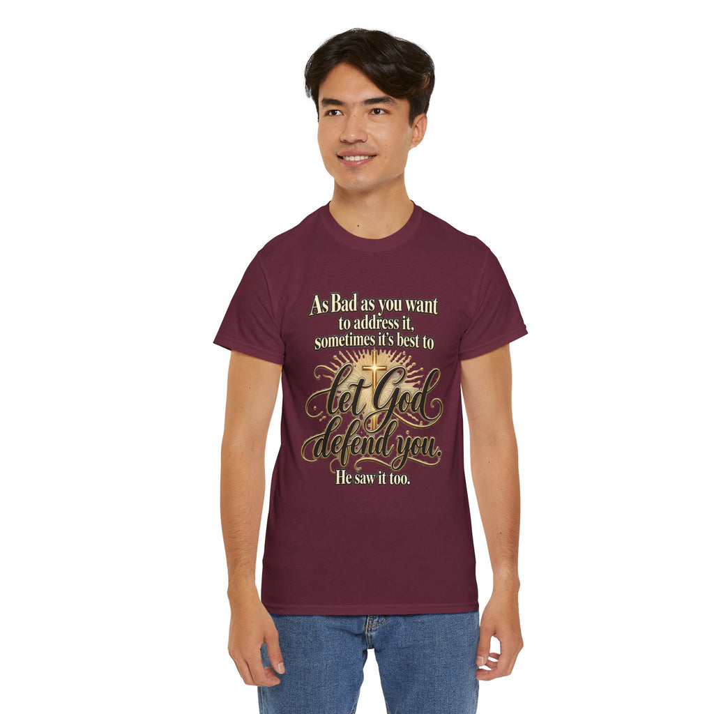 Let God Defend You Inspirational Christian T-Shirt