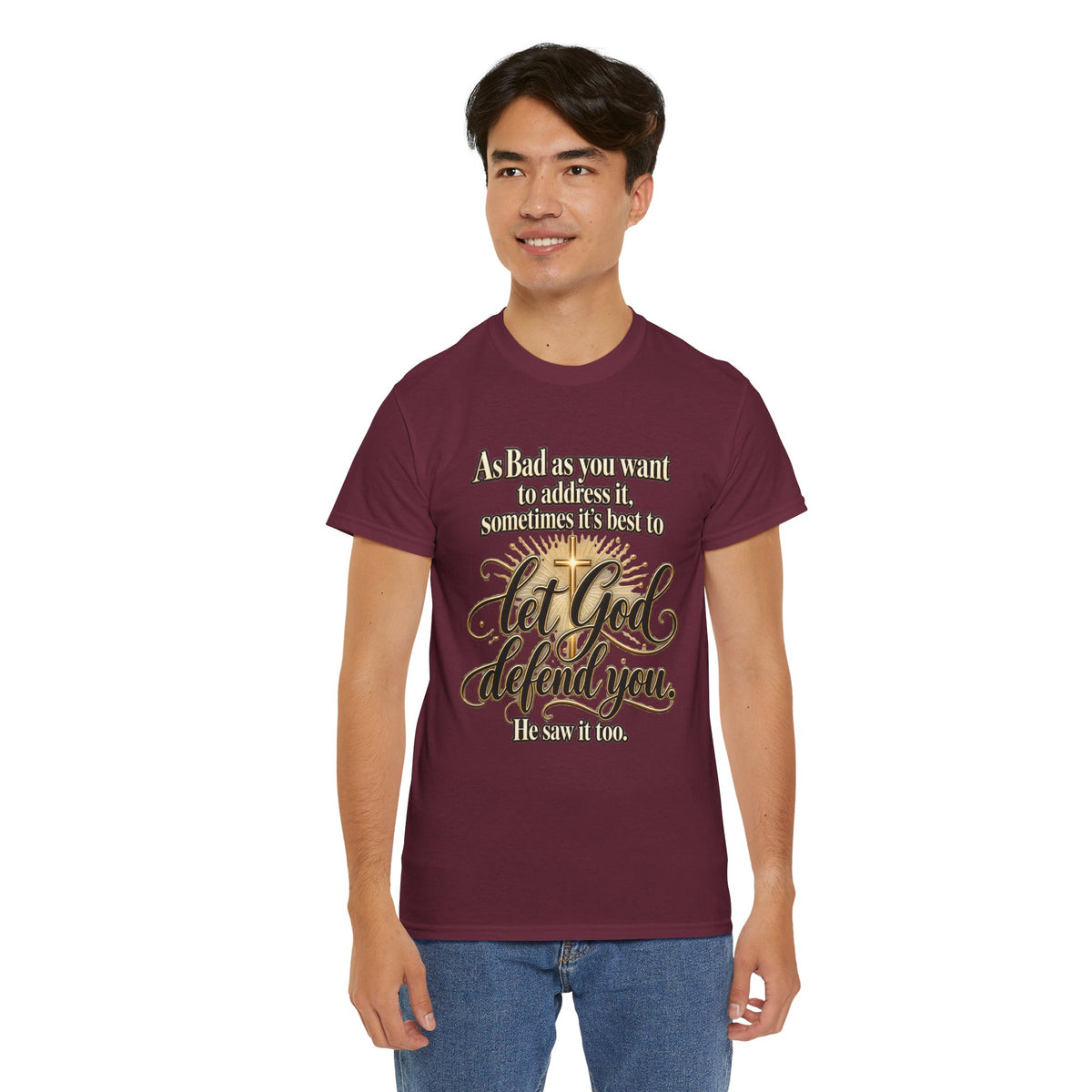 Let God Defend You Inspirational Christian T-Shirt
