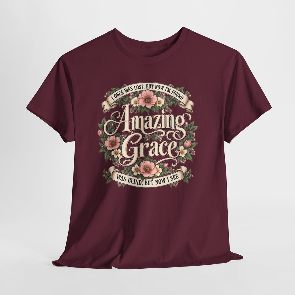 Amazing Grace Floral T-Shirt — Vintage Christian Faith Tee