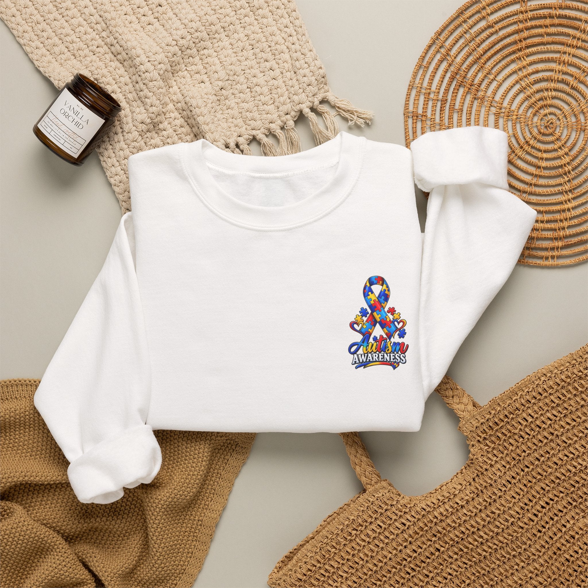 Autism Awareness Ribbon Crewneck Sweatshirt