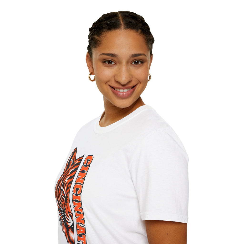 Cincinnati Tiger Head Vertical Graphic T-Shirt