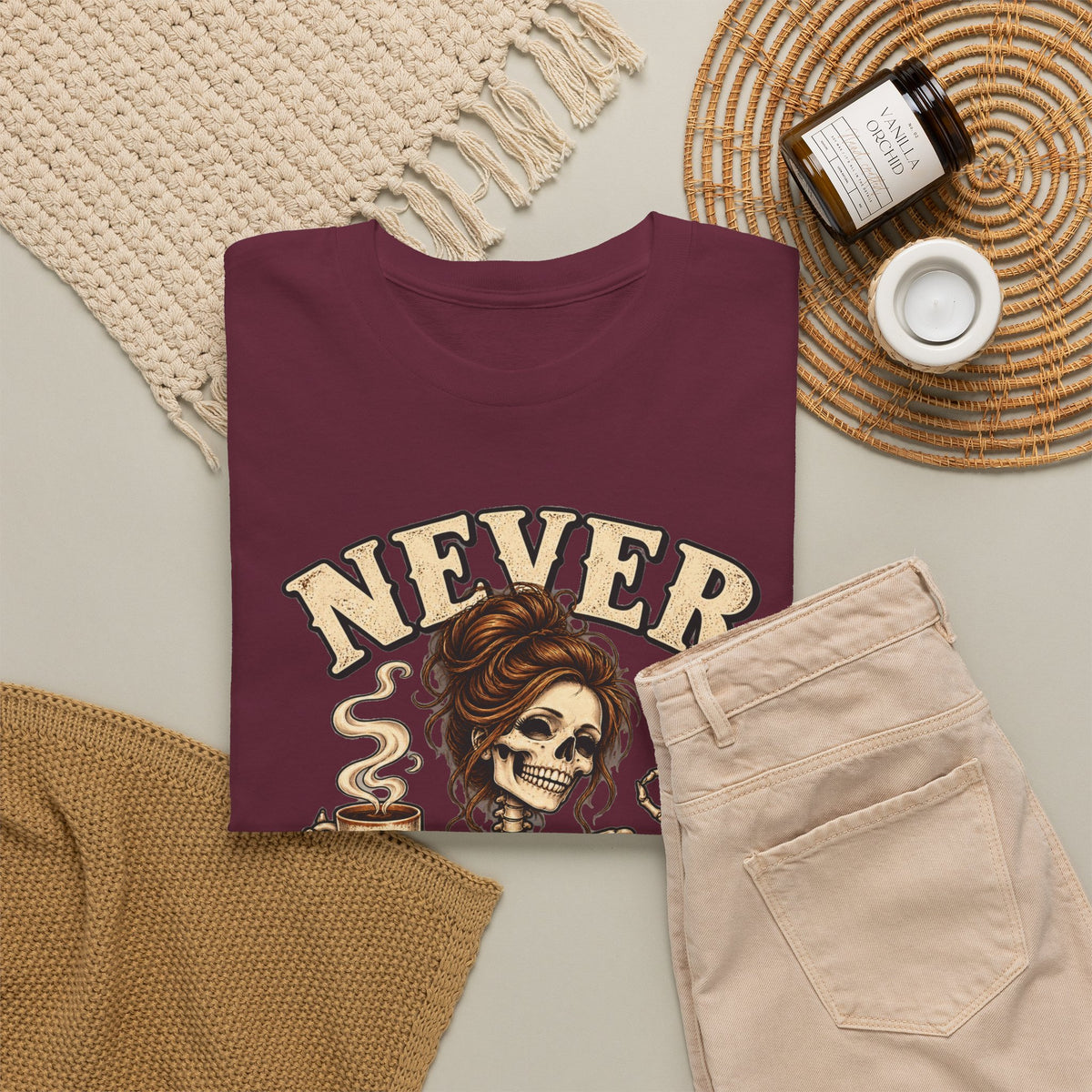 Never Better Skeleton Coffee Graphic Tee
