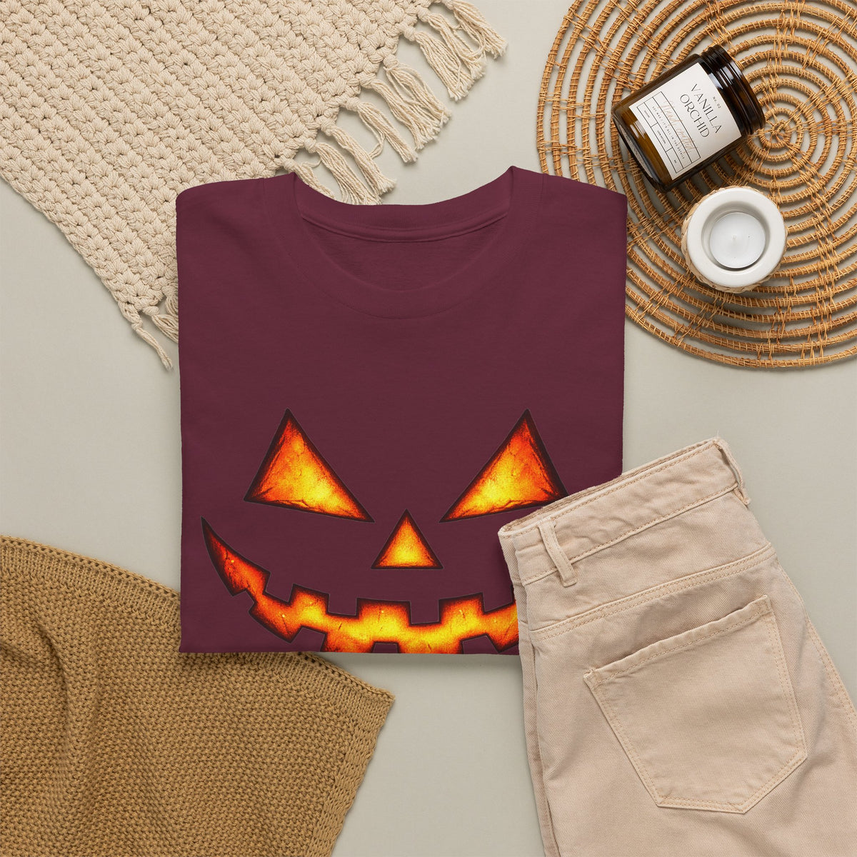 Jack-O'-Lantern Pumpkin Scary Face T-Shirt — Halloween Horror Costume Tee