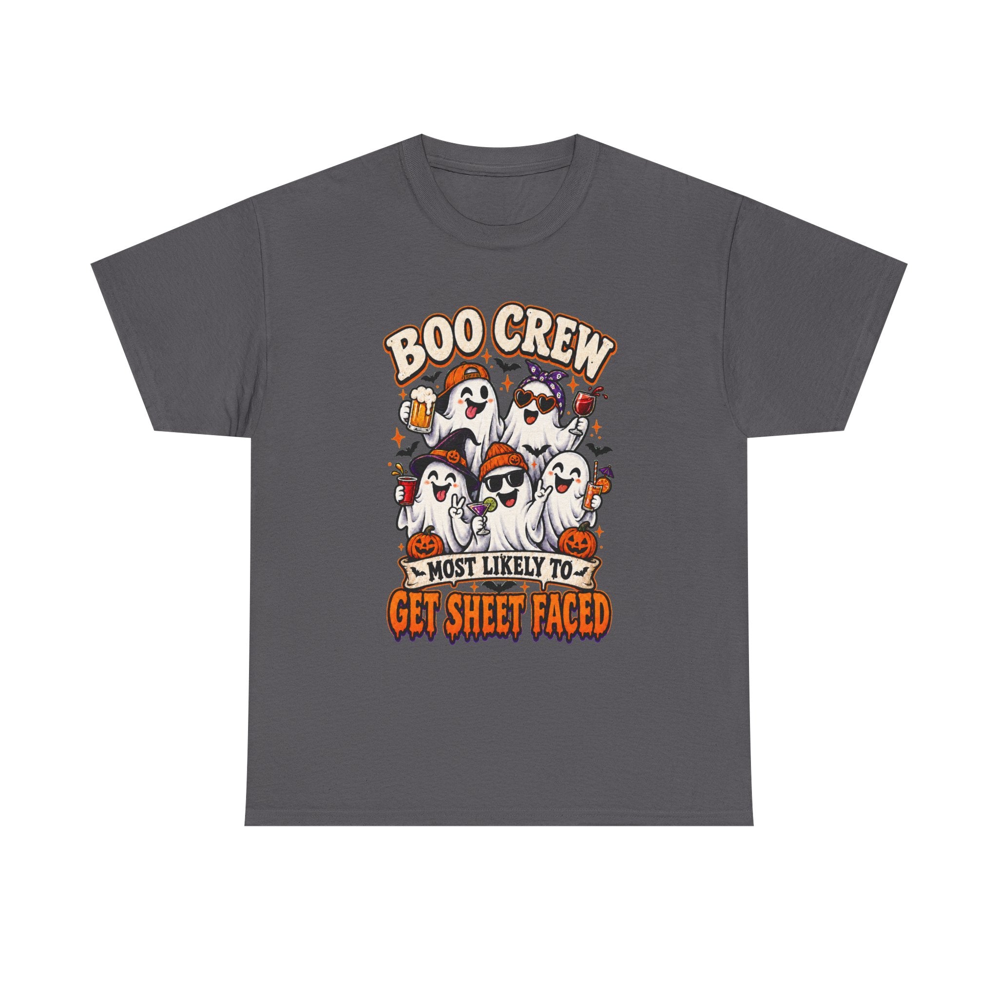 Boo Crew Halloween T-Shirt — “Most Likely to Get Sheet Faced” Funny Ghost Party Tee