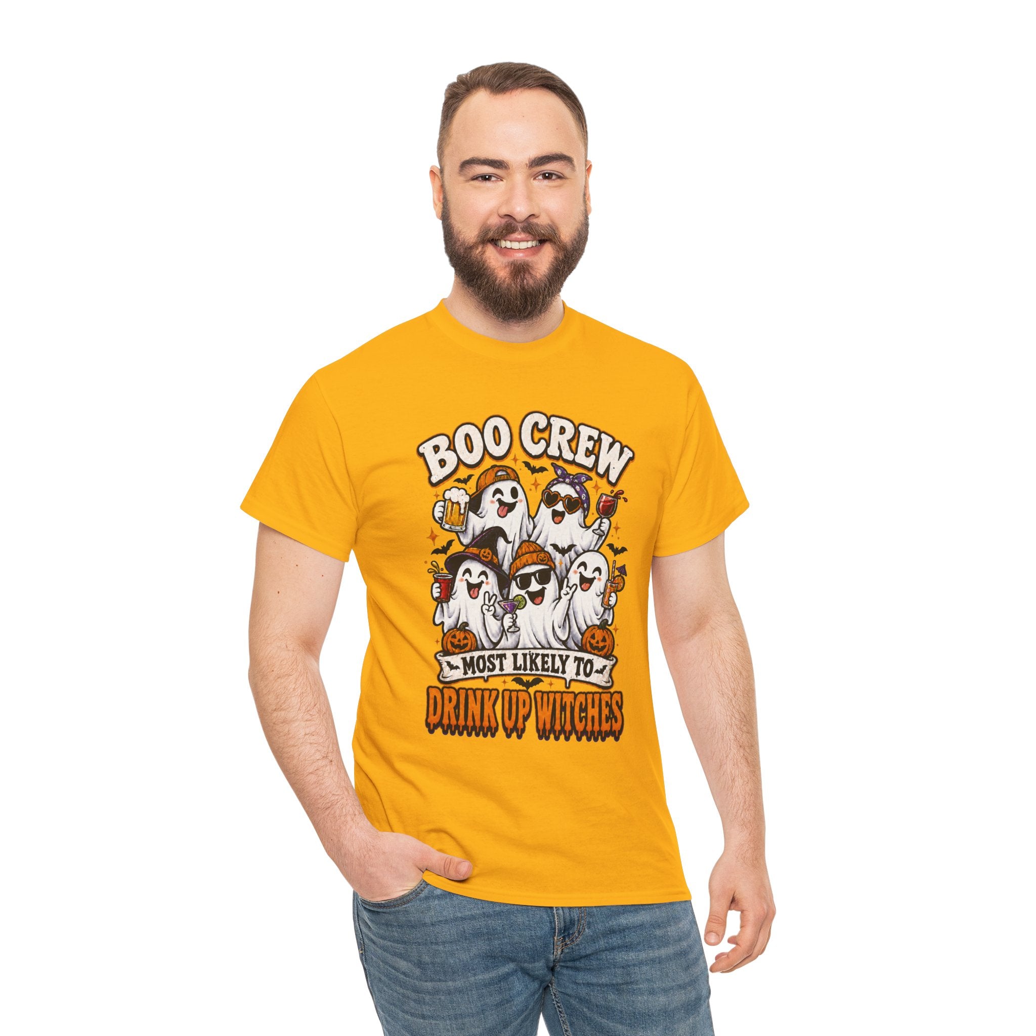 Boo Crew Halloween Tee — "Most Likely to Drink Up Witches" Ghost Party Shirt