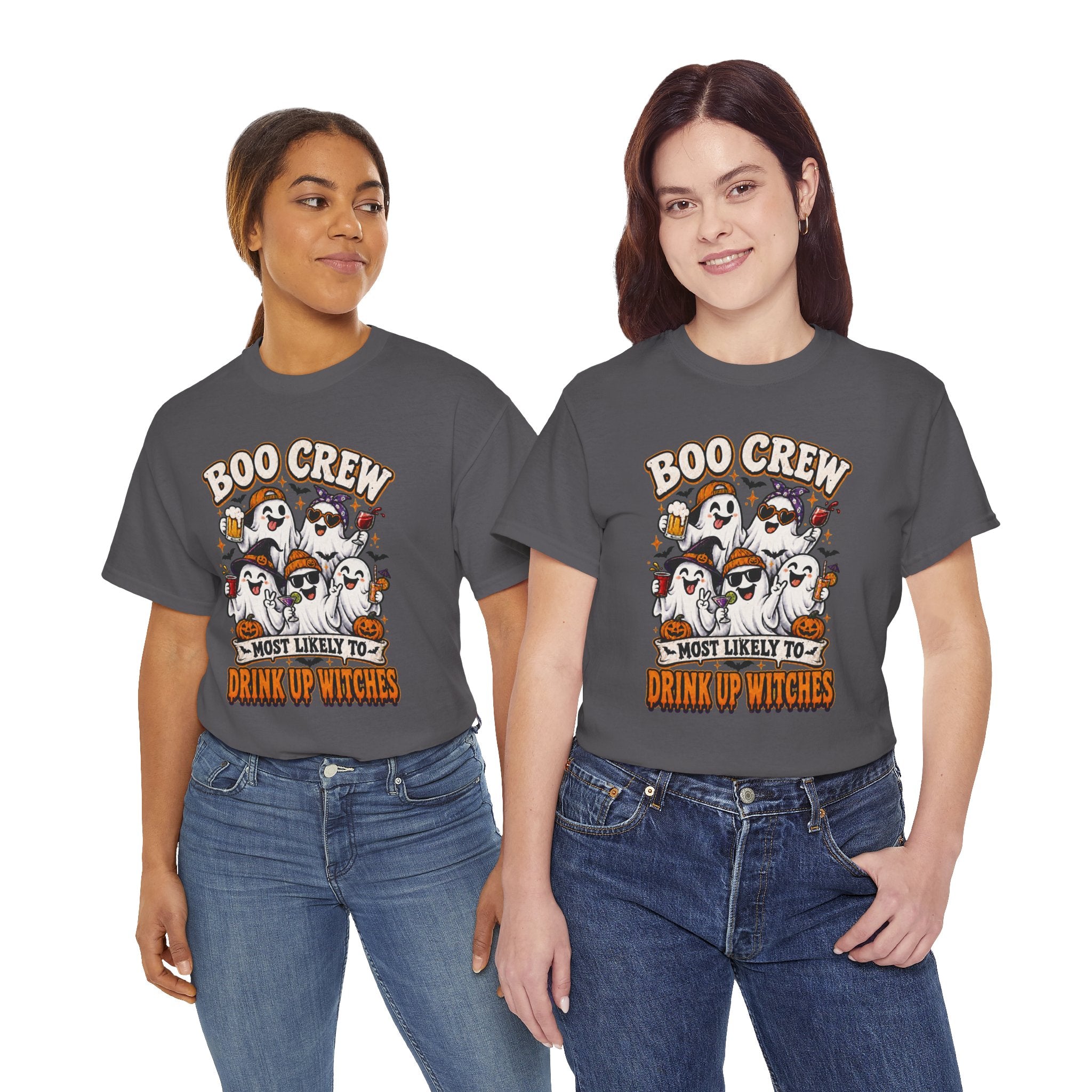 Boo Crew Halloween Tee — "Most Likely to Drink Up Witches" Ghost Party Shirt