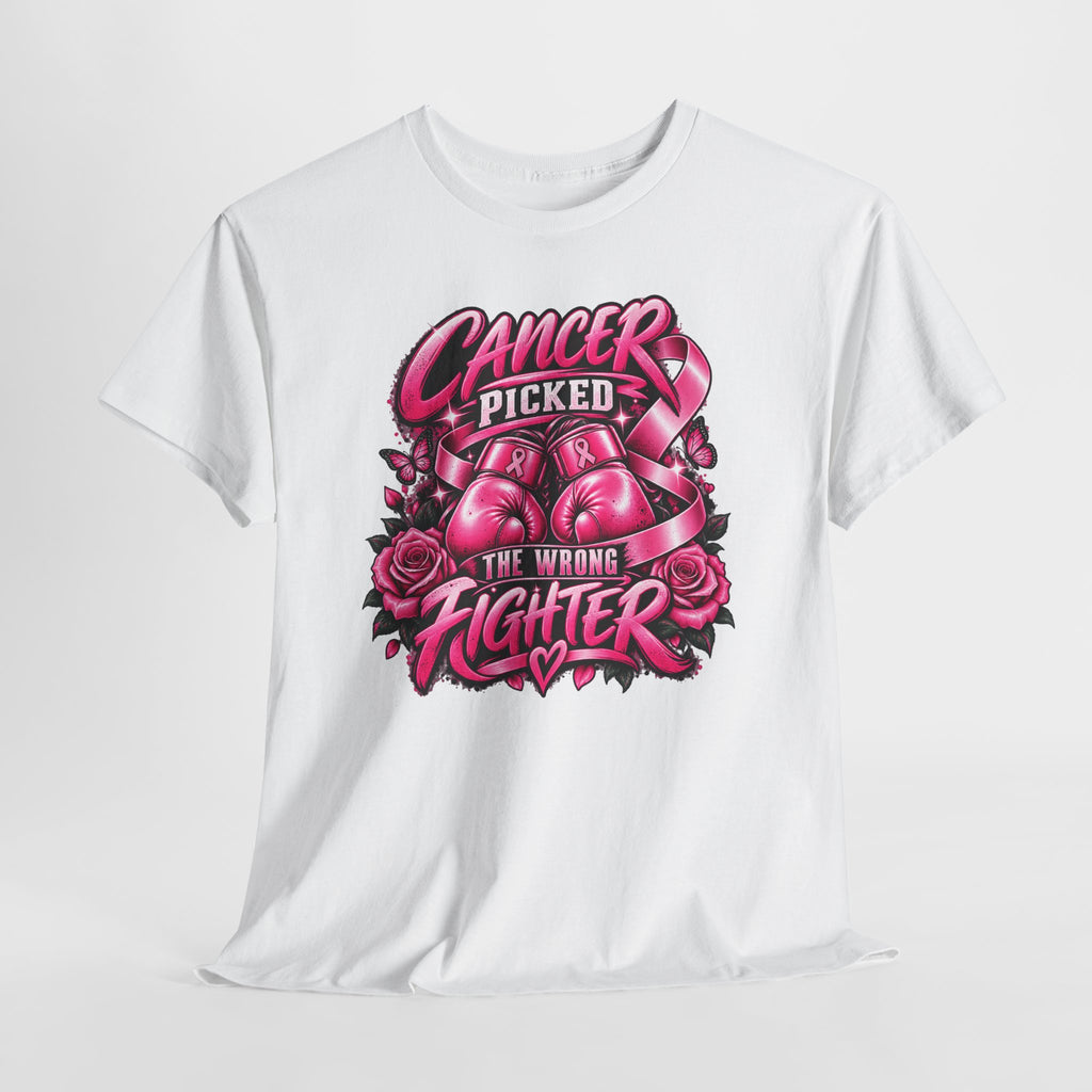 Cancer Picked The Wrong Fighter T-Shirt — Breast Cancer Awareness Support Tee