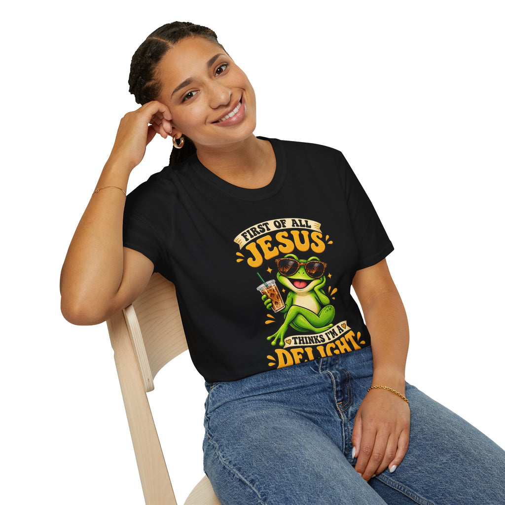 Jesus Frog T-Shirt — "First of All Jesus" Cute Frog Christian Tee