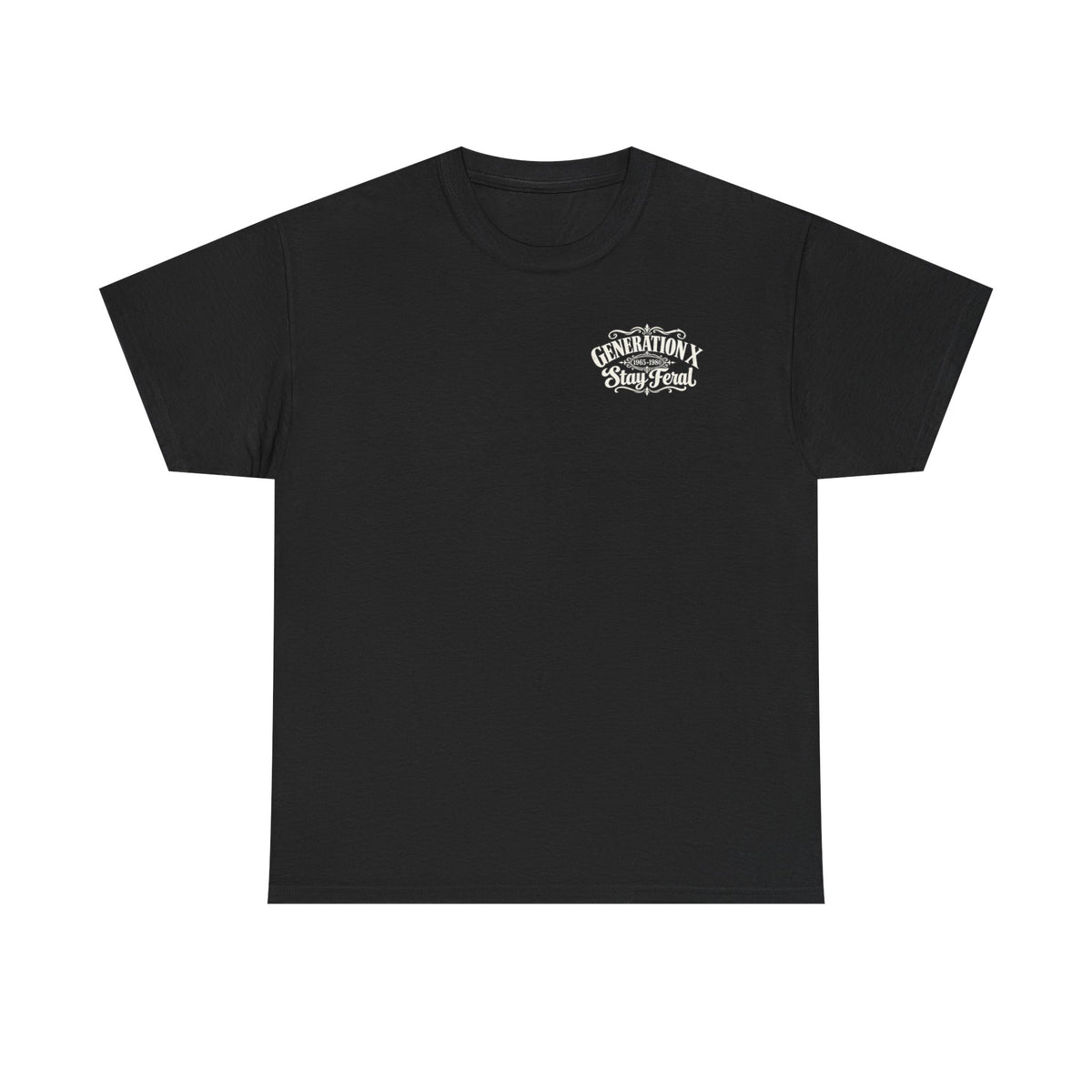 Generation X T‑Shirt — 'Stay Feral' Vintage Whiskey Label Tee (Born 1965–1980)