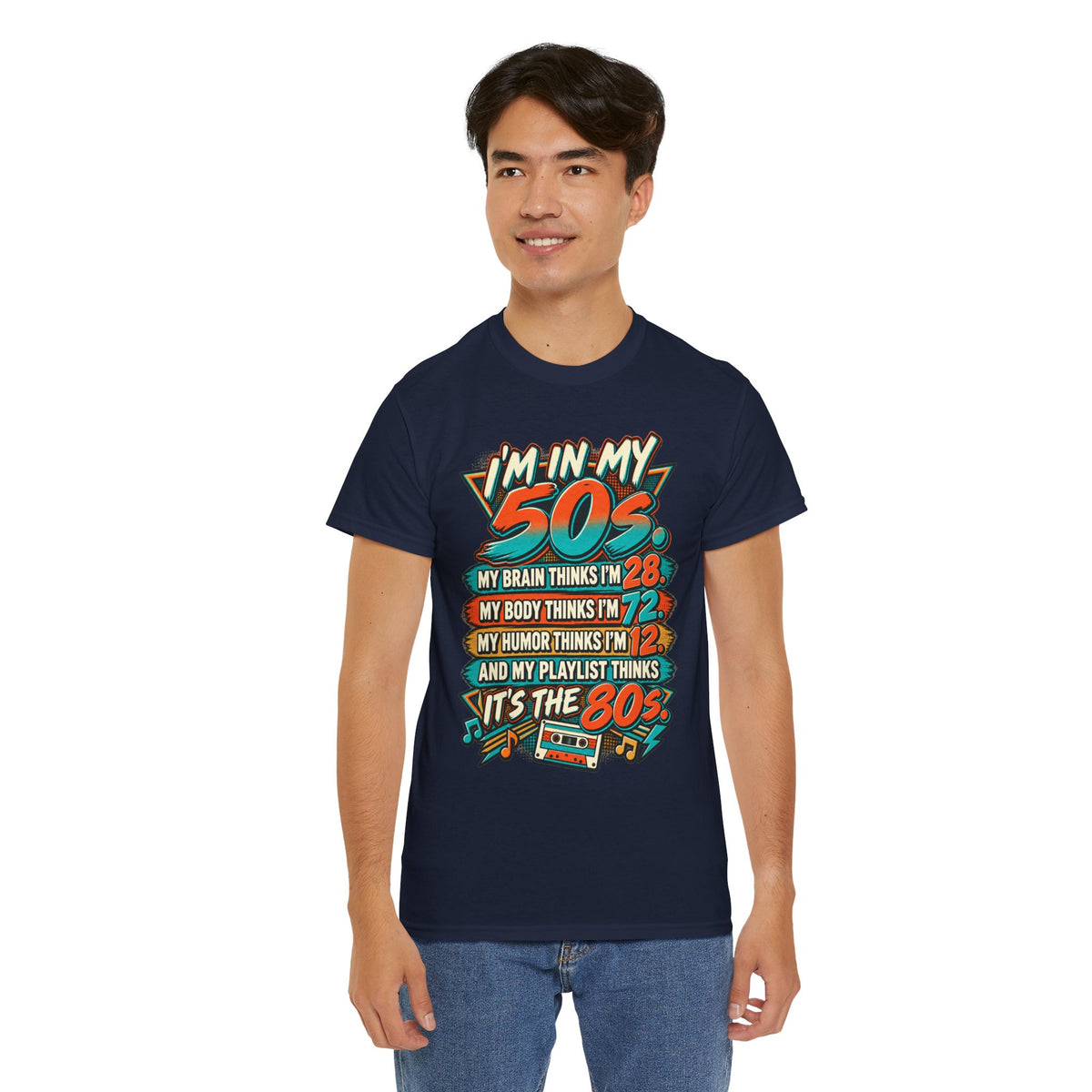 Retro 50s Birthday T‑Shirt — "I'm in My 50s" 80s Playlist Cassette Tee