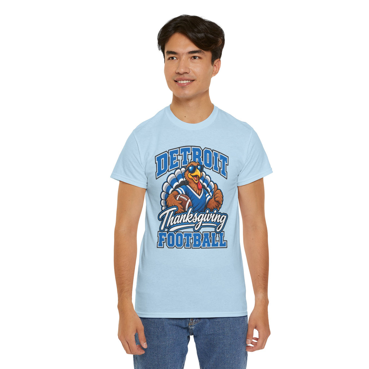 Detroit Thanksgiving Football Tee — Turkey Mascot Game Day Shirt