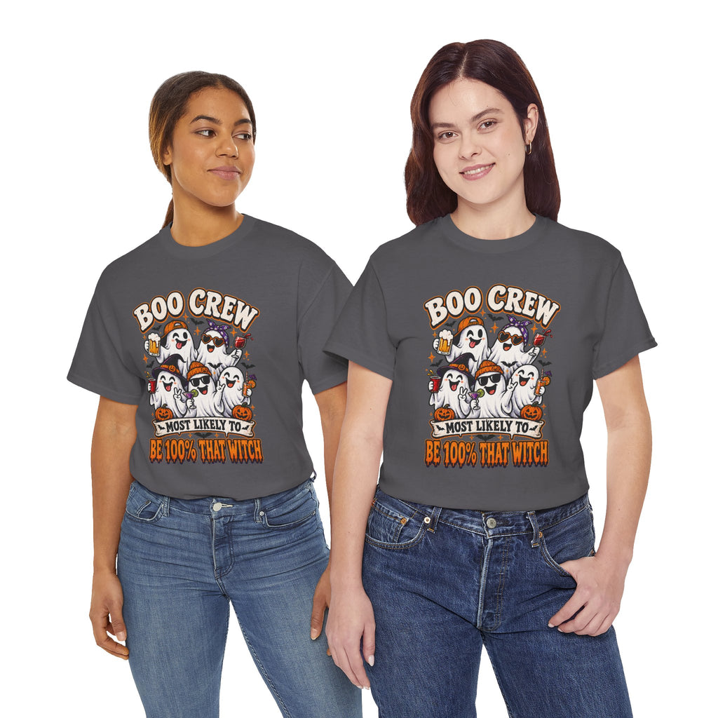 Boo Crew Halloween T-Shirt – "Most Likely To Be 100% That Witch" Ghosts Tee