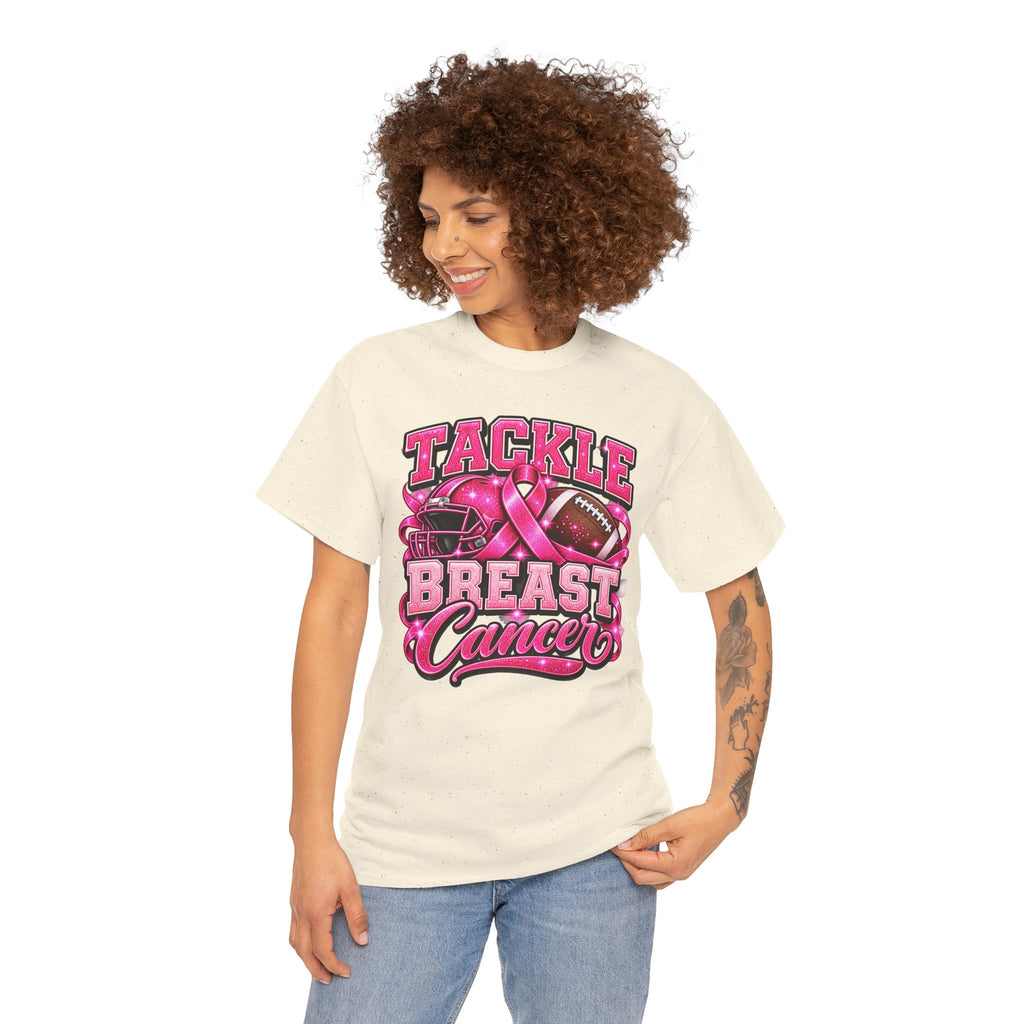 T-Shirt — "Tackle Breast Cancer" Pink Football Awareness Tee