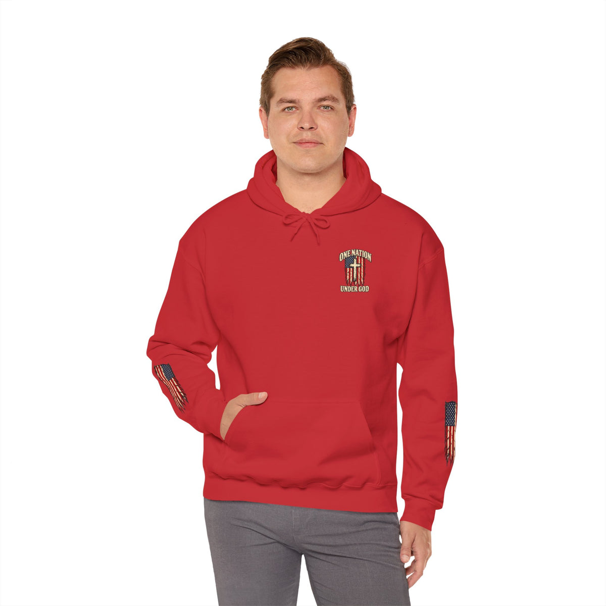 One Nation Under God Patriotic Cross Hoodie